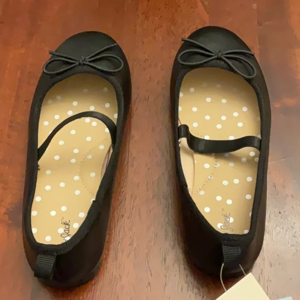 Cat & Jack shoes black faux leather ballet slip on new dress shoe size 11